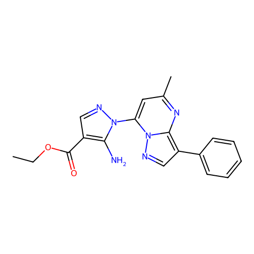 ethyl 5-amino-1-(5-methyl-3-phenylpyrazolo[1,5-a]pyrimidin-7-yl)-1H-pyrazole-4-carboxylate structure