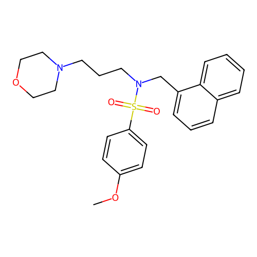 4-Methoxy-N-(3-morpholin-4-yl-propyl)-N-naphthalen-1-ylmethyl-benzenesulfonamide structure