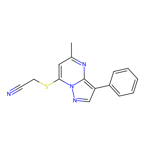 [(5-Methyl-3-phenylpyrazolo[1,5-a]pyrimidin-7-yl)sulfanyl]acetonitrile structure
