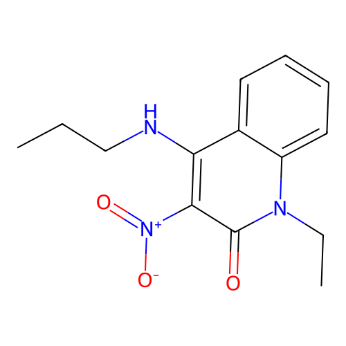 1-ethyl-3-nitro-4-(propylamino)quinolin-2(1H)-one structure