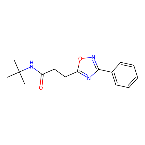 N-tert-butyl-3-(3-phenyl-1,2,4-oxadiazol-5-yl)propanamide structure
