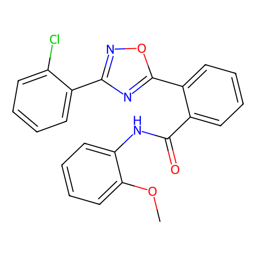 2-[3-(2-chlorophenyl)-1,2,4-oxadiazol-5-yl]-N-(2-methoxyphenyl)benzamide structure