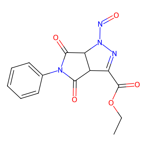 ethyl 1-nitroso-4,6-dioxo-5-phenyl-1,3a,4,5,6,6a-hexahydropyrrolo[3,4-c]pyrazole-3-carboxylate structure