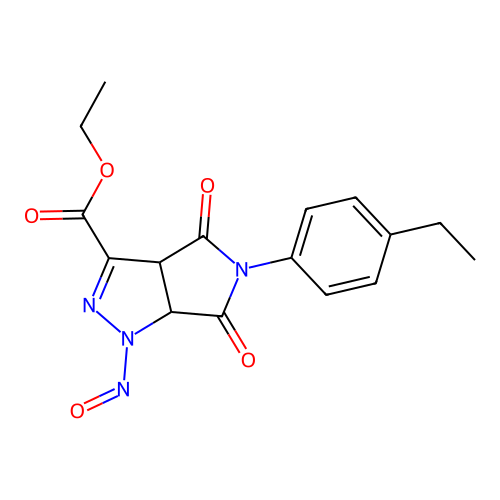 ethyl 5-(4-ethylphenyl)-1-nitroso-4,6-dioxo-1,3a,4,5,6,6a-hexahydropyrrolo[3,4-c]pyrazole-3-carboxylate structure