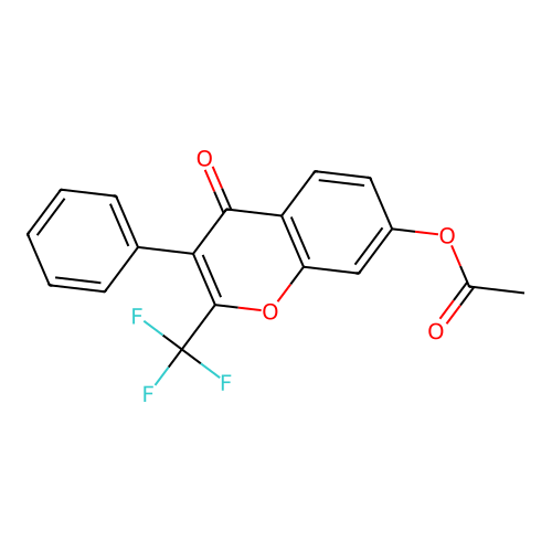 4-oxo-3-phenyl-2-(trifluoromethyl)-4H-chromen-7-yl acetate structure