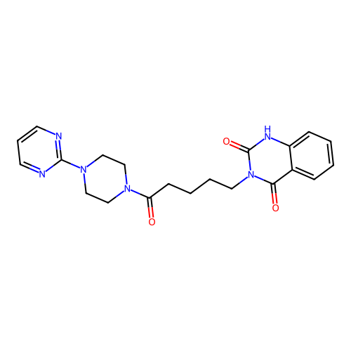 3-(5-oxo-5-(4-(pyrimidin-2-yl)piperazin-1-yl)pentyl)quinazoline-2,4(1H,3H)-dione structure