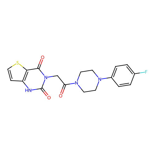 3-[2-[4-(4-fluorophenyl)piperazin-1-yl]-2-oxoethyl]-1H-thieno[3,2-d]pyrimidine-2,4-dione structure