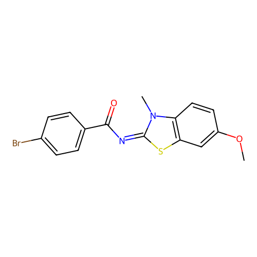 4-bromo-N-(6-methoxy-3-methyl-1,3-benzothiazol-2-ylidene)benzamide structure