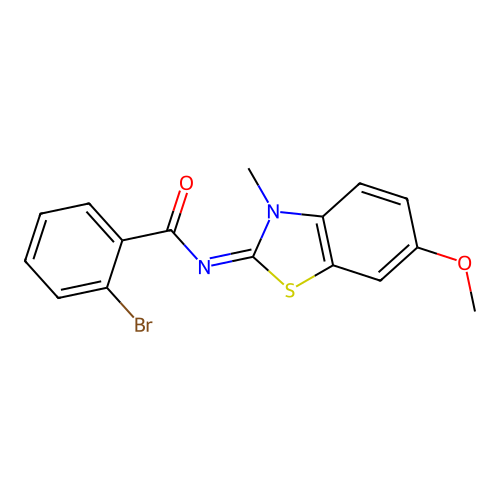 2-bromo-N-(6-methoxy-3-methyl-1,3-benzothiazol-2-ylidene)benzamide structure