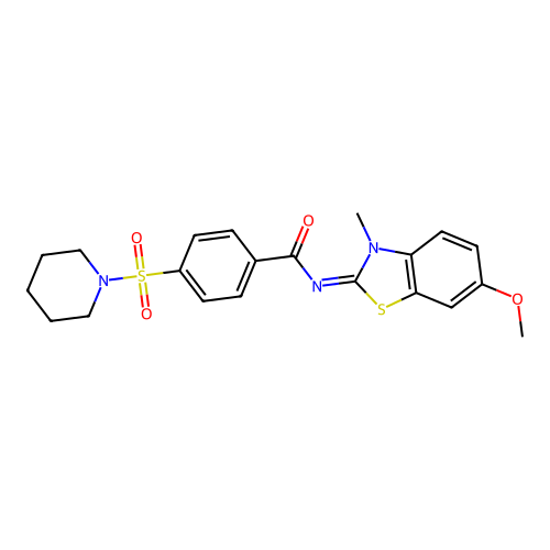 (E)-N-(6-methoxy-3-methylbenzo[d]thiazol-2(3H)-ylidene)-4-(piperidin-1-ylsulfonyl)benzamide structure