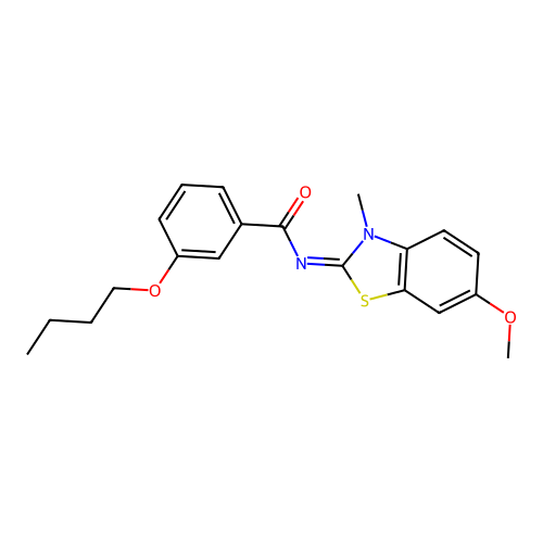 (E)-3-butoxy-N-(6-methoxy-3-methylbenzo[d]thiazol-2(3H)-ylidene)benzamide structure