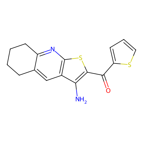 (3-Amino-5,6,7,8-tetrahydrothieno[2,3-b]quinolin-2-yl)(thiophen-2-yl)methanone structure