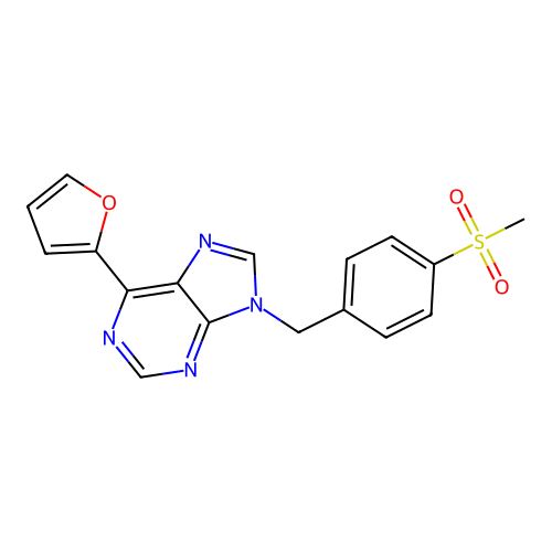 6-(2-Furyl)-9-[(4-methylsulfonylphenyl)methyl]purine structure