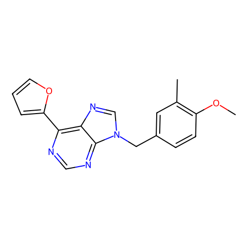 6-(2-Furyl)-9-[(4-methoxy-3-methyl-phenyl)methyl]purine structure