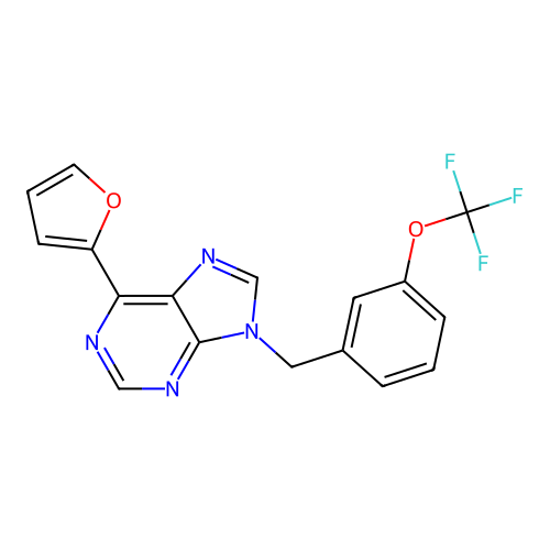 6-(2-Furyl)-9-[[3-(trifluoromethoxy)phenyl]methyl]purine structure