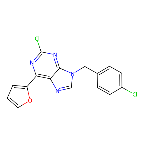 2-Chloro-9-[(4-chlorophenyl)methyl]-6-(2-furyl)purine structure