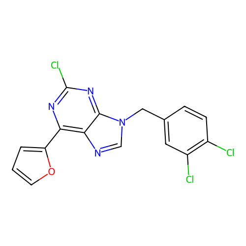2-Chloro-9-[(3,4-dichlorophenyl)methyl]-6-(2-furyl)purine structure