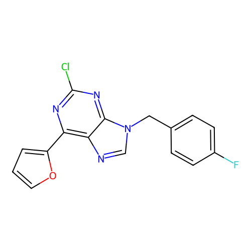 2-Chloro-9-[(4-fluorophenyl)methyl]-6-(2-furyl)purine structure