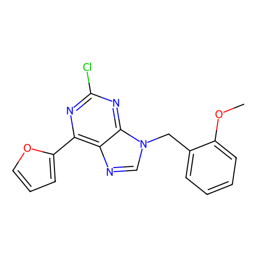 2-Chloro-6-(2-furyl)-9-[(2-methoxyphenyl)methyl]purine structure