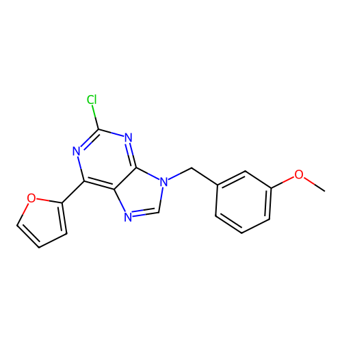 2-Chloro-6-(2-furyl)-9-[(3-methoxyphenyl)methyl]purine structure