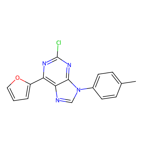 2-Chloro-6-(2-furyl)-9-(p-tolyl)purine structure