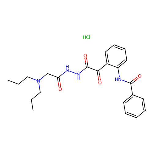 Hydrazine, 1-((dipropylamino)acetyl)-2-((o-benzamidophenyl)oxalyl)-, hydrochloride, hydrate structure