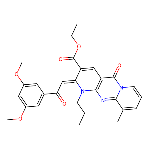 (Z)-ethyl 2-(2-(3,5-dimethoxyphenyl)-2-oxoethylidene)-10-methyl-5-oxo-1-propyl-2,5-dihydro-1H-dipyrido[1,2-a:2',3'-d]pyrimidine-3-carboxylate structure