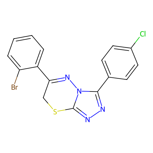 6-(2-bromophenyl)-3-(4-chlorophenyl)-7H-[1,2,4]triazolo[3,4-b][1,3,4]thiadiazine structure