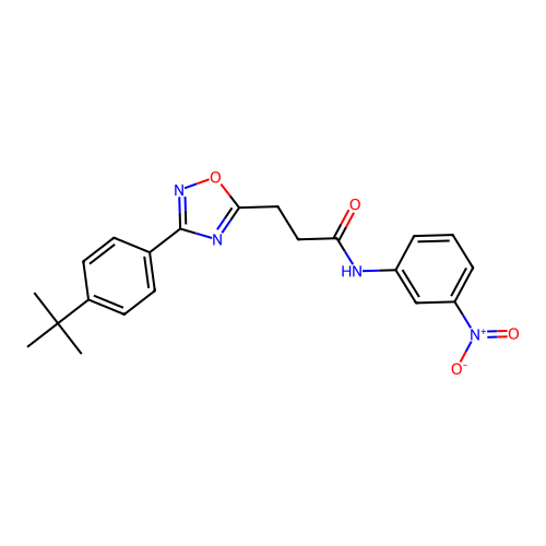3-[3-(4-tert-butylphenyl)-1,2,4-oxadiazol-5-yl]-N-(3-nitrophenyl)propanamide structure