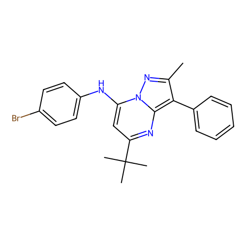 N-(4-bromophenyl)-5-tert-butyl-2-methyl-3-phenylpyrazolo[1,5-a]pyrimidin-7-amine structure