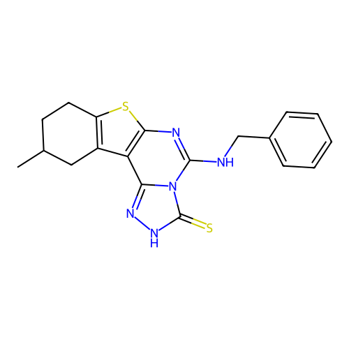 5-(benzylamino)-10-methyl-8,9,10,11-tetrahydro[1]benzothieno[3,2-e][1,2,4]triazolo[4,3-c]pyrimidine-3(2H)-thione structure