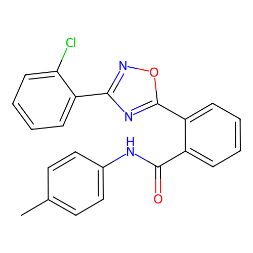 2-[3-(2-chlorophenyl)-1,2,4-oxadiazol-5-yl]-N-(4-methylphenyl)benzamide structure