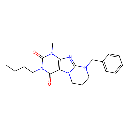 9-benzyl-3-butyl-1-methyl-7,8-dihydro-6H-purino[7,8-a]pyrimidine-2,4-dione structure