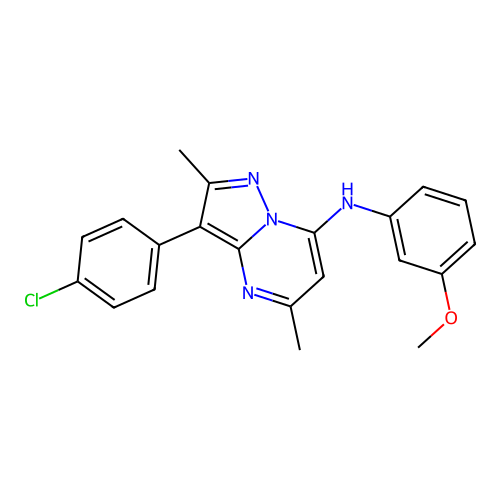 3-(4-chlorophenyl)-N-(3-methoxyphenyl)-2,5-dimethylpyrazolo[1,5-a]pyrimidin-7-amine structure