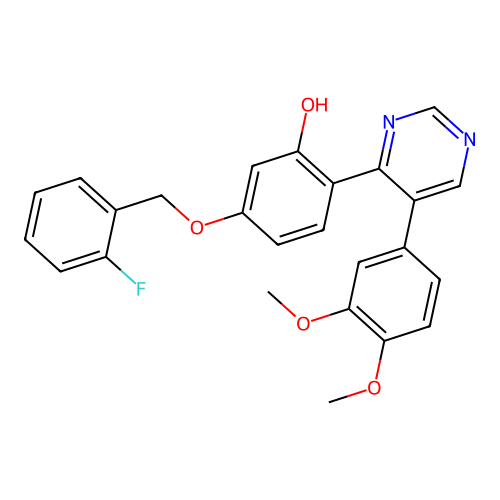 2-[5-(3,4-Dimethoxyphenyl)pyrimidin-4-yl]-5-[(2-fluorophenyl)methoxy]phenol structure