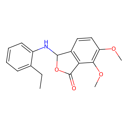 3-[(2-ethylphenyl)amino]-6,7-dimethoxy-2-benzofuran-1(3H)-one structure
