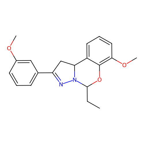 5-ethyl-7-methoxy-2-(3-methoxyphenyl)-1,10b-dihydropyrazolo[1,5-c][1,3]benzoxazine structure