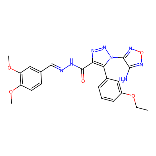 (E)-1-(4-amino-1,2,5-oxadiazol-3-yl)-N'-(3,4-dimethoxybenzylidene)-5-(3-ethoxyphenyl)-1H-1,2,3-triazole-4-carbohydrazide structure