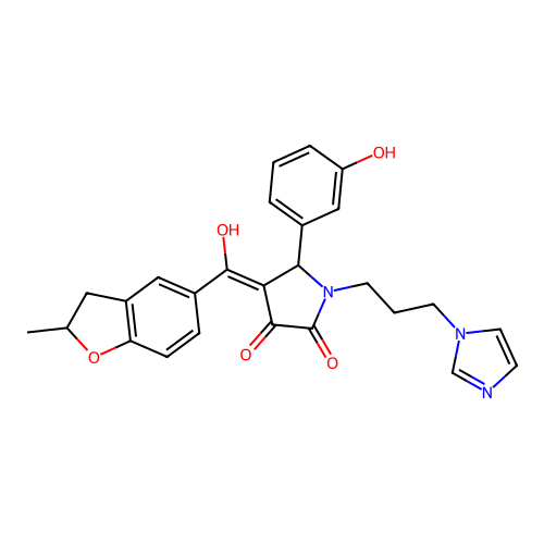 3-hydroxy-5-(3-hydroxyphenyl)-1-[3-(1H-imidazol-1-yl)propyl]-4-(2-methyl-2,3-dihydro-1-benzofuran-5-carbonyl)-2,5-dihydro-1H-pyrrol-2-one structure