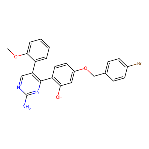 2-[2-Amino-5-(2-methoxyphenyl)pyrimidin-4-yl]-5-[(4-bromophenyl)methoxy]phenol structure