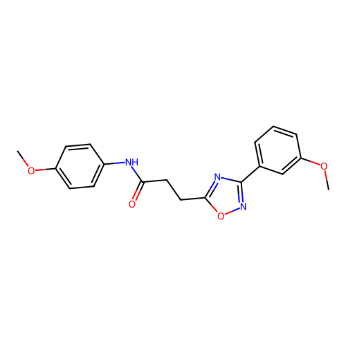 N-(4-methoxyphenyl)-3-[3-(3-methoxyphenyl)-1,2,4-oxadiazol-5-yl]propanamide structure