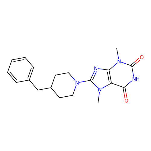 8-(4-benzylpiperidin-1-yl)-3,7-dimethyl-1H-purine-2,6(3H,7H)-dione structure