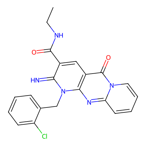 1-(2-chlorobenzyl)-N-ethyl-2-imino-5-oxo-1,5-dihydro-2H-dipyrido[1,2-a:2',3'-d]pyrimidine-3-carboxamide structure