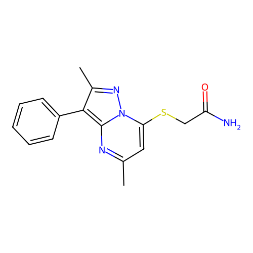 2-((2,5-Dimethyl-3-phenylpyrazolo[1,5-a]pyrimidin-7-yl)thio)acetamide structure