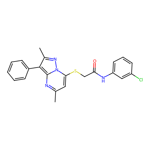 N-(3-chlorophenyl)-2-[(2,5-dimethyl-3-phenylpyrazolo[1,5-a]pyrimidin-7-yl)sulfanyl]acetamide structure