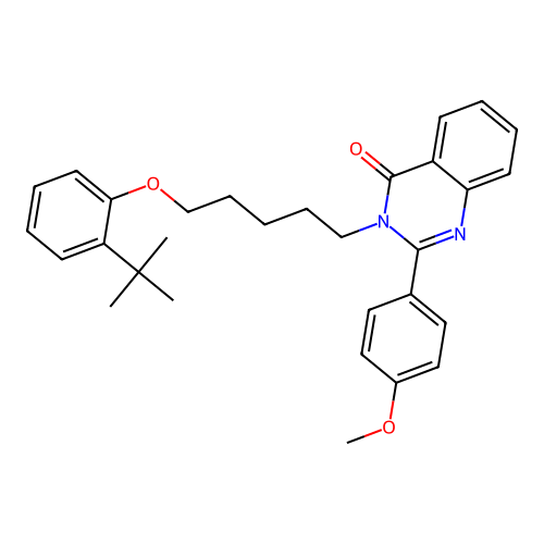 3-[5-(2-tert-butylphenoxy)pentyl]-2-(4-methoxyphenyl)quinazolin-4(3H)-one structure