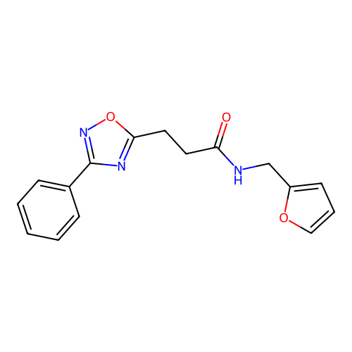 N-(furan-2-ylmethyl)-3-(3-phenyl-1,2,4-oxadiazol-5-yl)propanamide structure