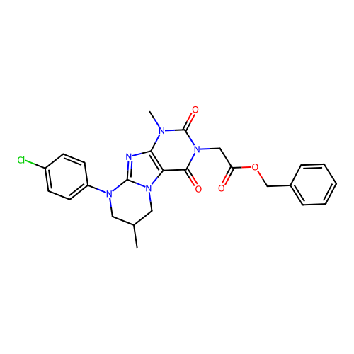 benzyl 2-[9-(4-chlorophenyl)-1,7-dimethyl-2,4-dioxo-1H,2H,3H,4H,6H,7H,8H,9H-pyrimido[1,2-g]purin-3-yl]acetate structure