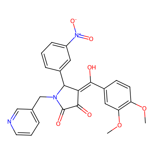 (4E)-4-[(3,4-dimethoxyphenyl)-hydroxymethylidene]-5-(3-nitrophenyl)-1-(pyridin-3-ylmethyl)pyrrolidine-2,3-dione structure