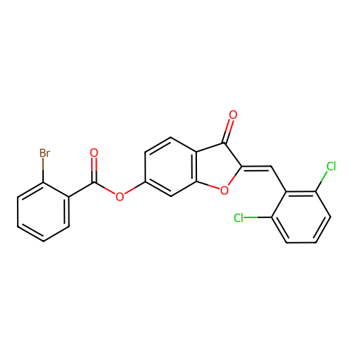 2-[(2,6-Dichlorophenyl)methylene]-3-oxobenzo[3,4-b]furan-6-yl 2-bromobenzoate structure